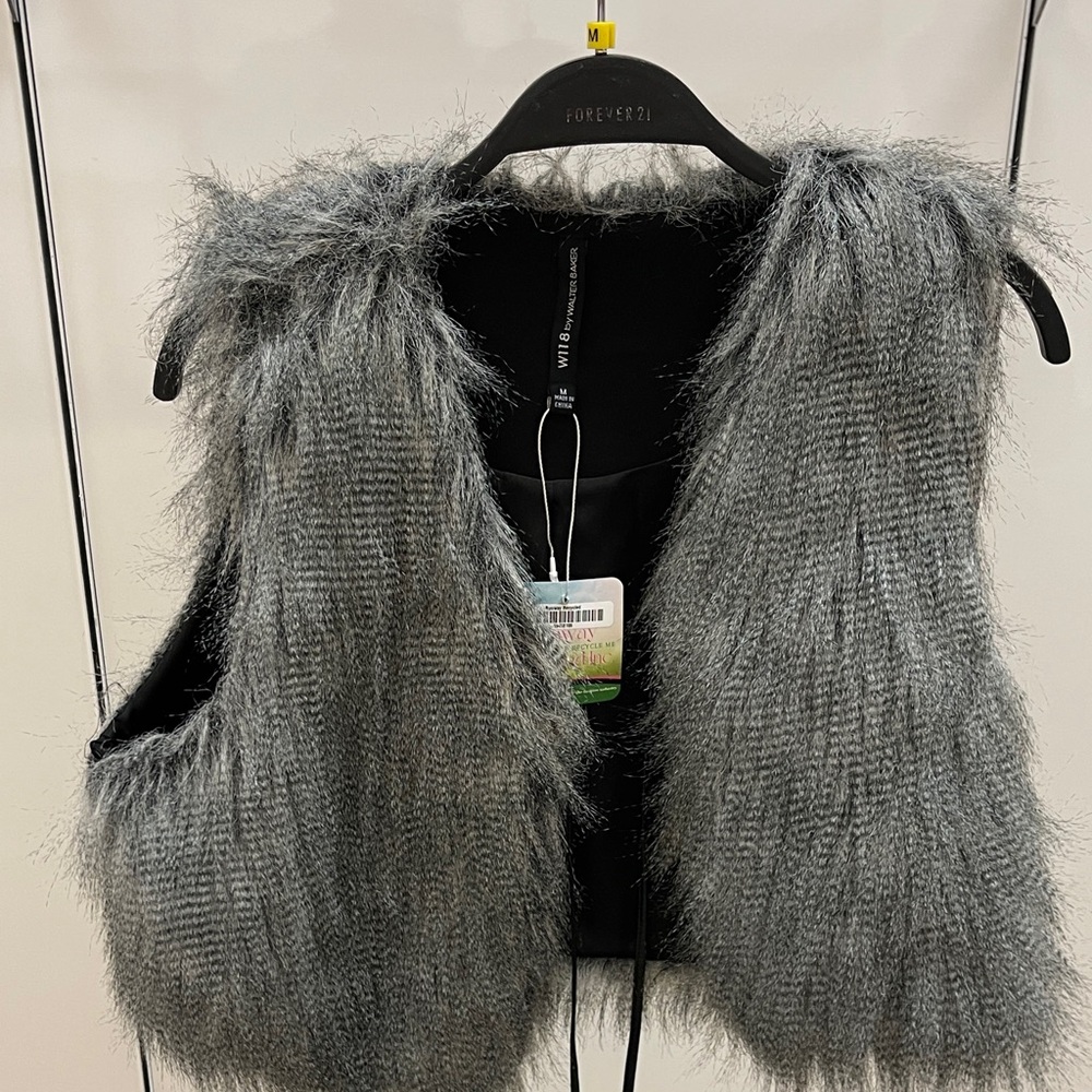 W118 by Walter Baker Gray Faux Fur Vest